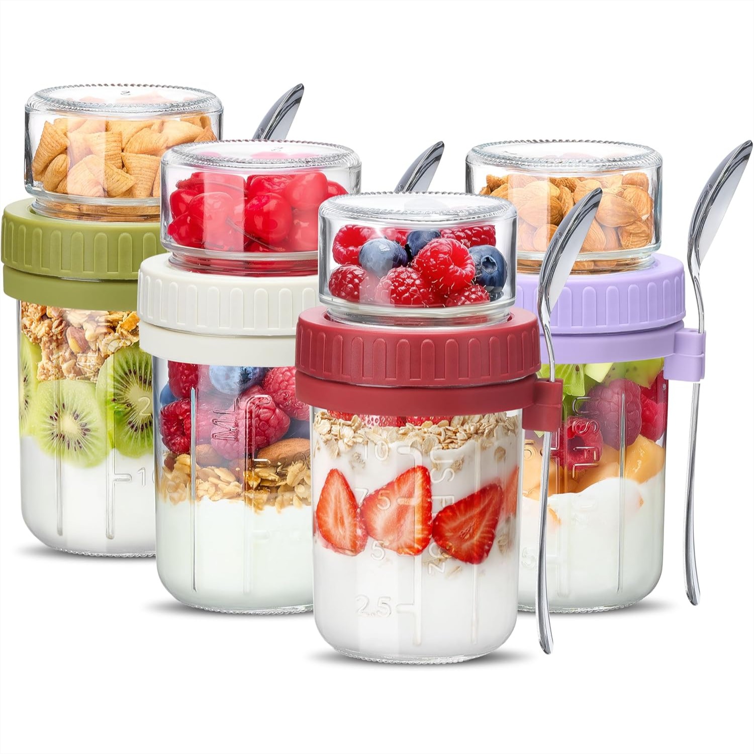Meal Prep Yogurt Parfait - Overnight Oats Containers with Lids 16
