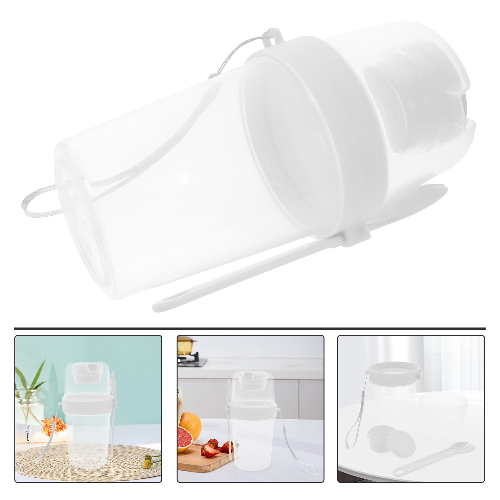 Meal Prep Jar Salad - 1Set Double Compartment Overnight Oats Jar