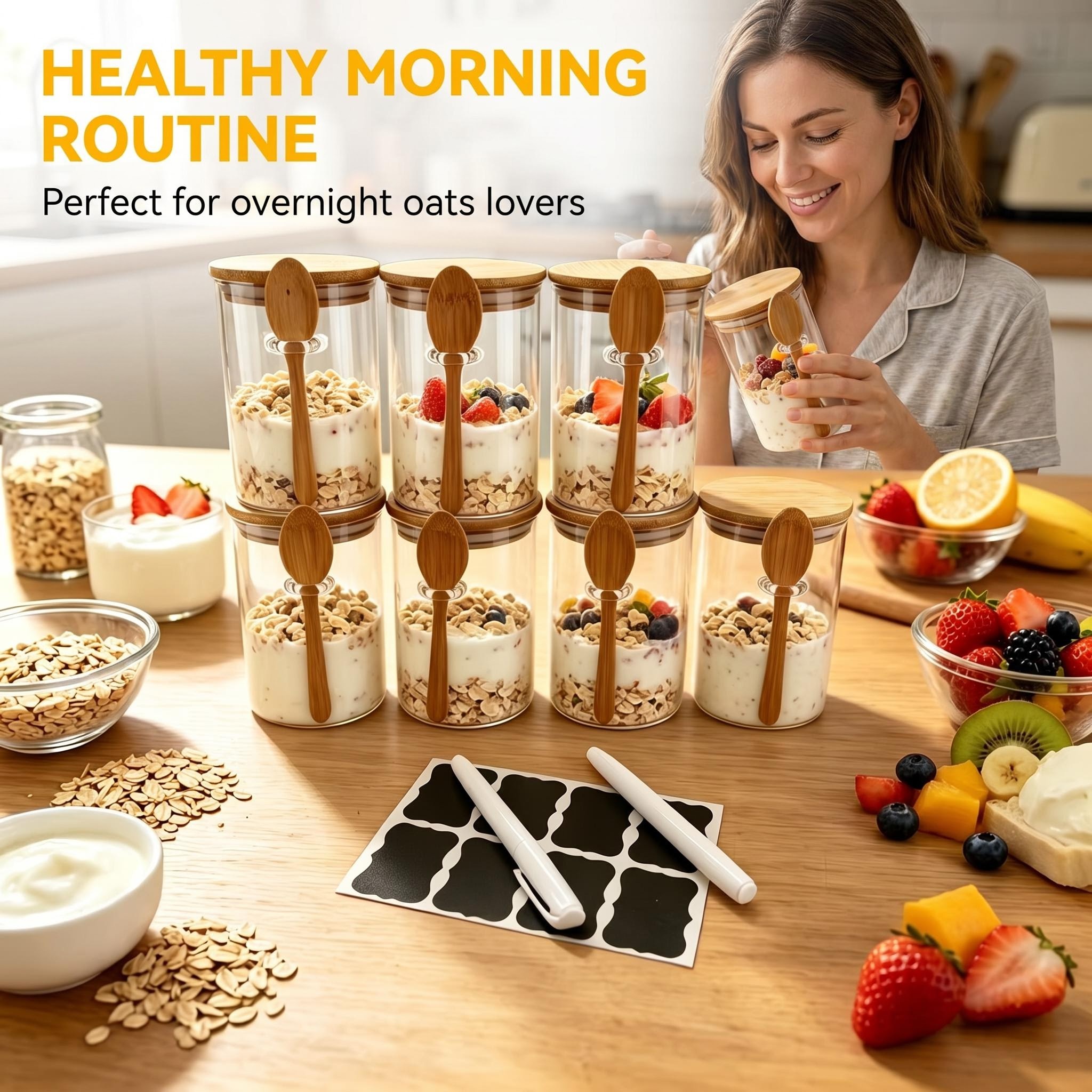 8 Pack Overnight Oats Glass Ja – обзор и цена Meal Prep Yogurt Parfait