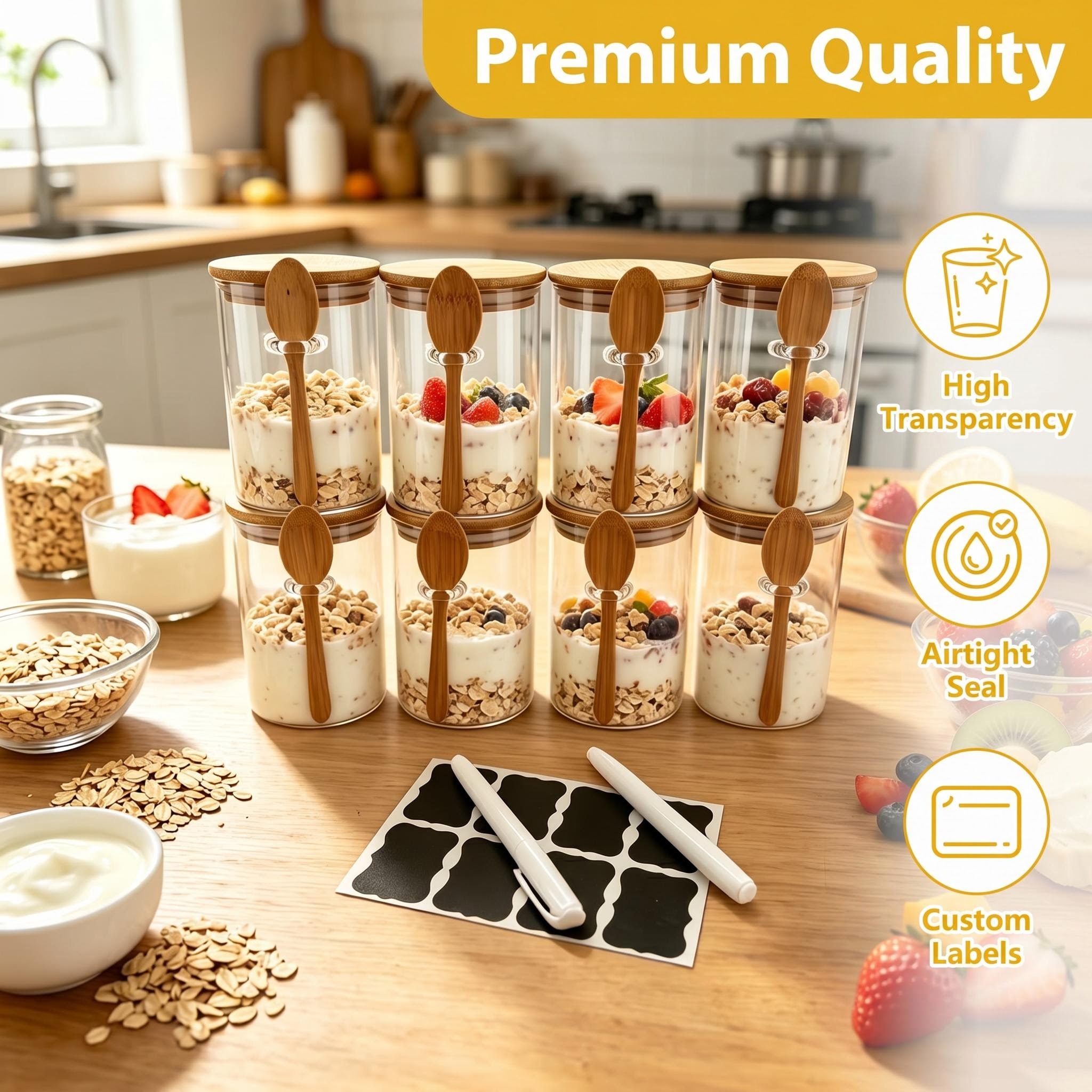 8 Pack Overnight Oats Glass Ja – обзор и цена Meal Prep Yogurt Parfait
