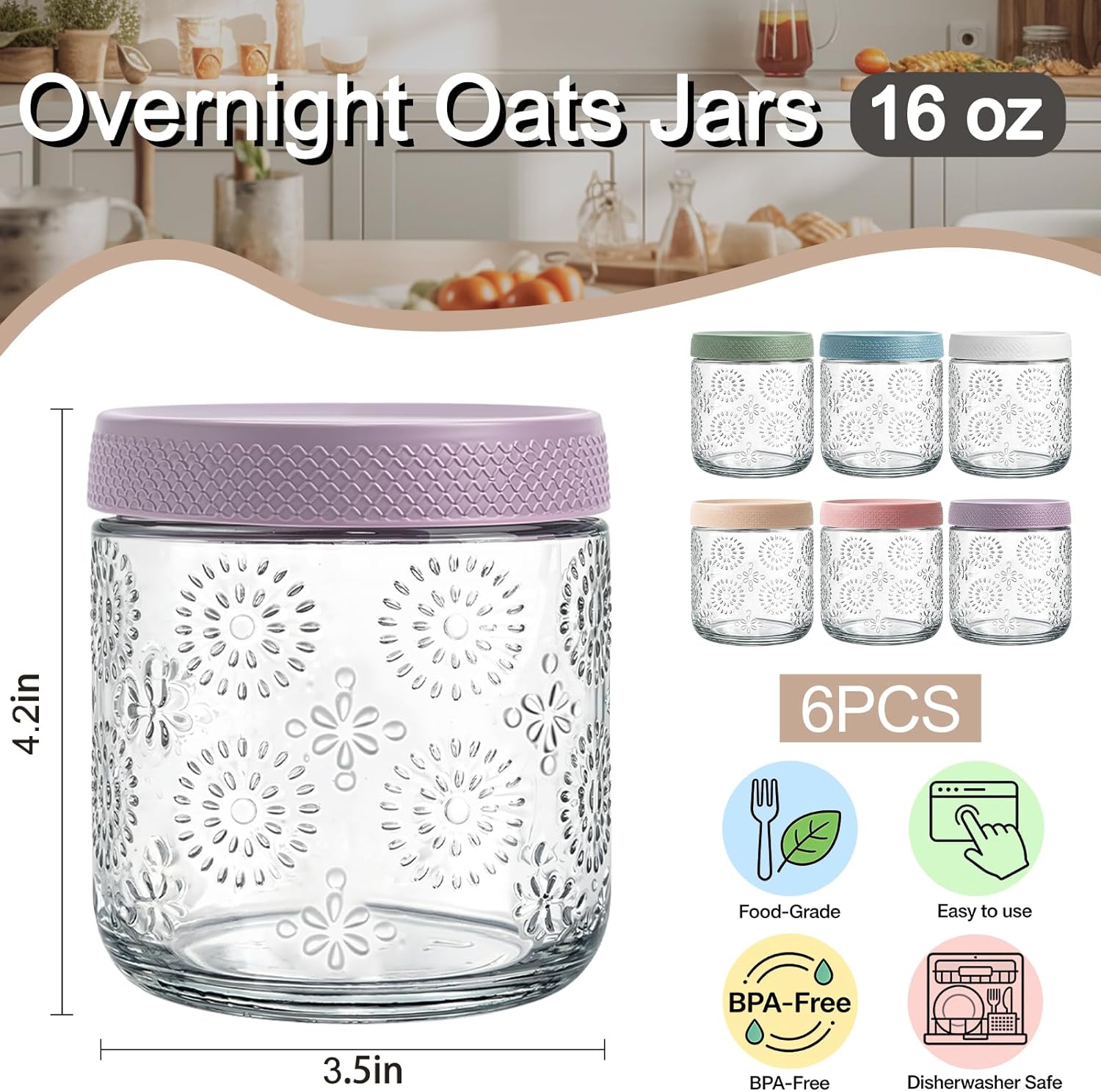 6 Pack 16 oz Overnight Oats Co – обзор и цена Meal Prep Jar Salad
